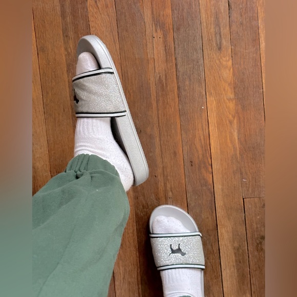 PINK silver glittery slides - Picture 3 of 5